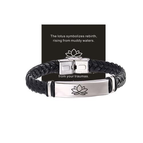 Lotus Inspirational Leather Bracelet – Strength & Rebirth